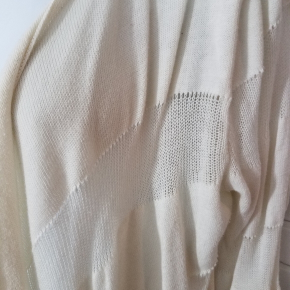 Willi Smith Off White Sheer Striped Open Cardigan - Picture 5 of 10